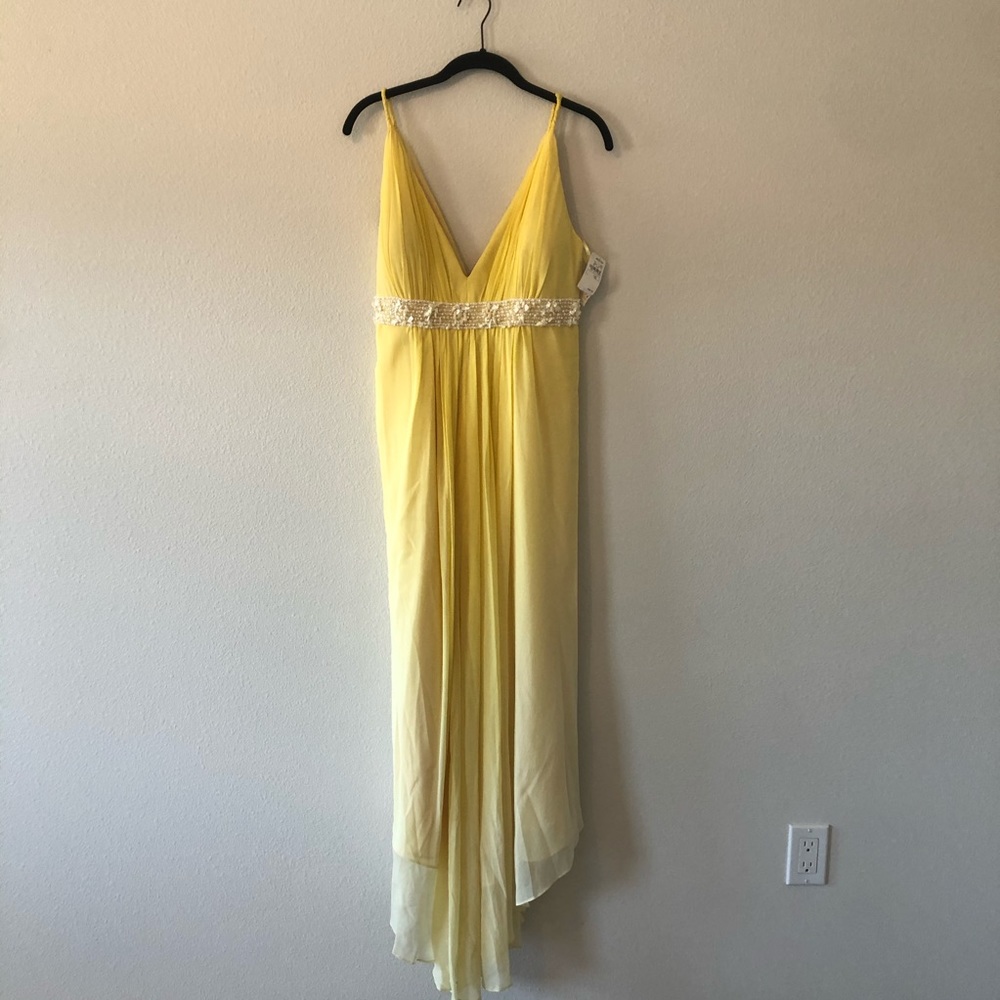 New! Kay Unger yellow formal gown beaded 10
